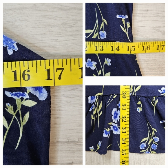 The Children's Place Girls Navy Blue Floral Sleeveless Back Zip Dress Size 16 - Picture 3 of 7